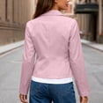 thumbnail image 5 of Women's Solid Color Lapel Long Sleeve Button Loose Blazer Fashion Suit Jacket Pink L, 5 of 6