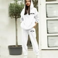 thumbnail image 2 of Women's Hooded Sweatshirt Set Casual Pullover With Drawstring And Graphic Print Letters Stylish Sportswear Outfit, 2 of 4