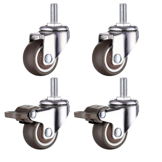 M10 Threaded Stem Rubber Heavy Duty Swivel Caster for Hand Trolley, Work Tables, Furniture Wheels, 2 inch, Thread Diameter: 10mm, Length 25mm, 2PCS wi