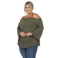 thumbnail image 2 of White Mark Women's Plus Size Cold Shoulder Ruffle Sleeve Top, 2 of 5