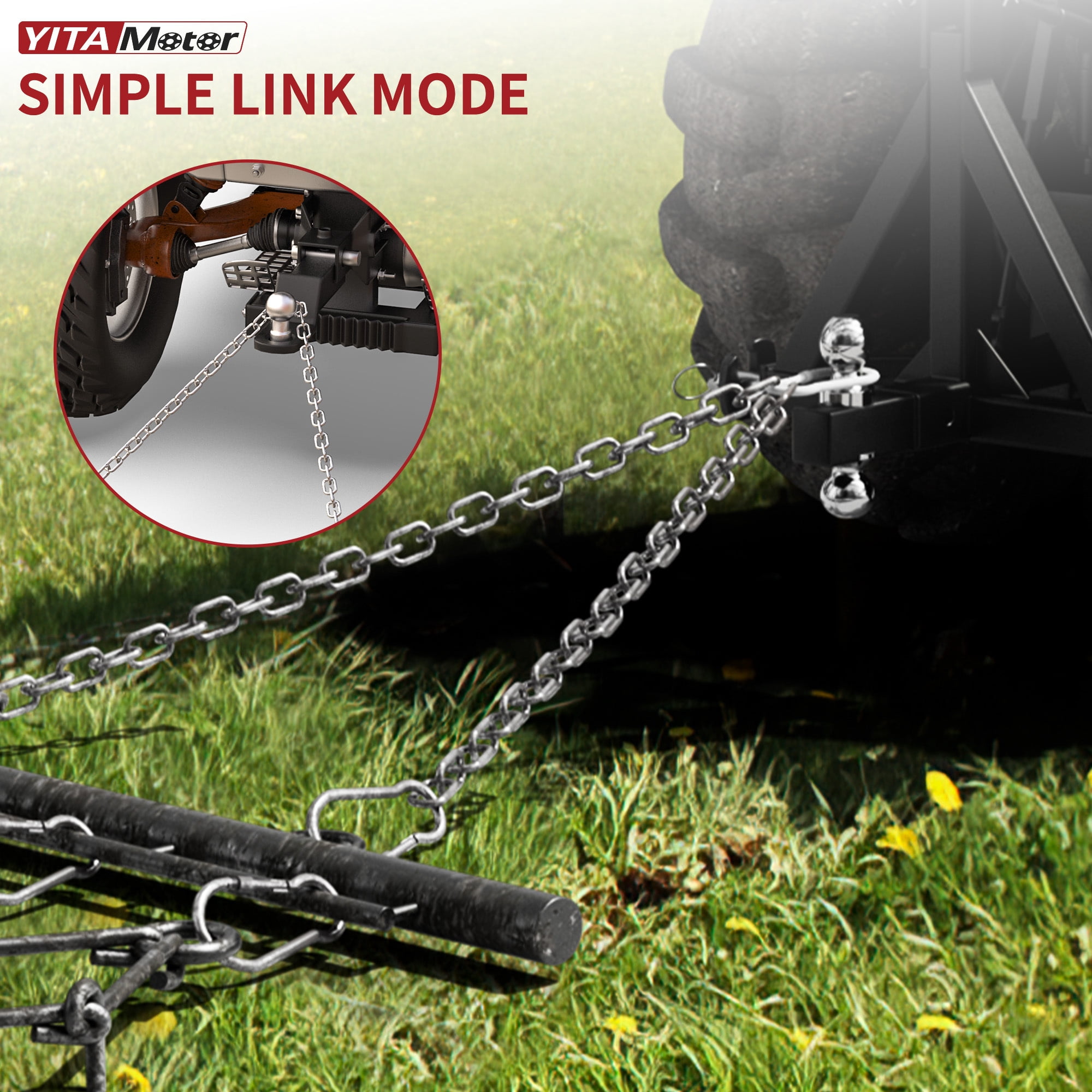 Uforic Chain Drag Harrow, 5'W x 4.5'L with 1/2'' Tines, ATV & UTV Lawn Tractor Ground Prep Attachment