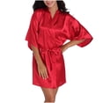 thumbnail image 2 of SELONE Bridesmaid Robes for Wedding Day Short Length Lightweight Solid 3/4 Sleeve Pajamas 2XL Wine, 2 of 5