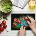 thumbnail image 3 of Outer Space Cutting Board, Image of Crab Nebula in Early Age Clean Version of Original Space Print, Decorative Tempered Glass Cutting and Serving Board, Small Size, Black Teal Orange, by Ambesonne, 3 of 5