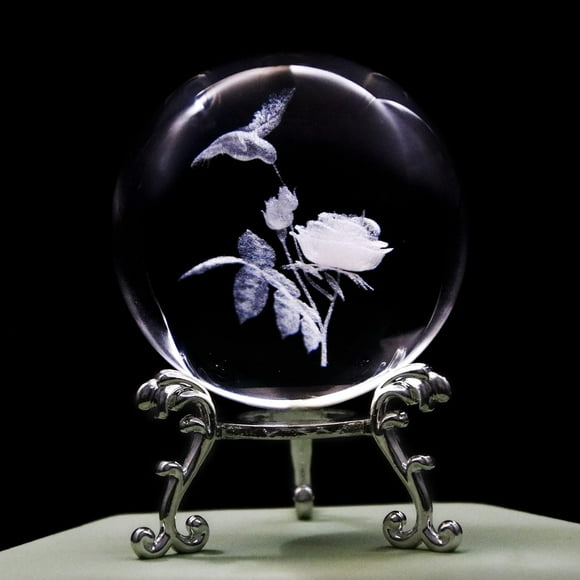 60mm 3D Hummingbird Crystal Ball Paperweight Laser Engraved Humming Bird Figurine Glass Sphere Crystal Globe with Stand