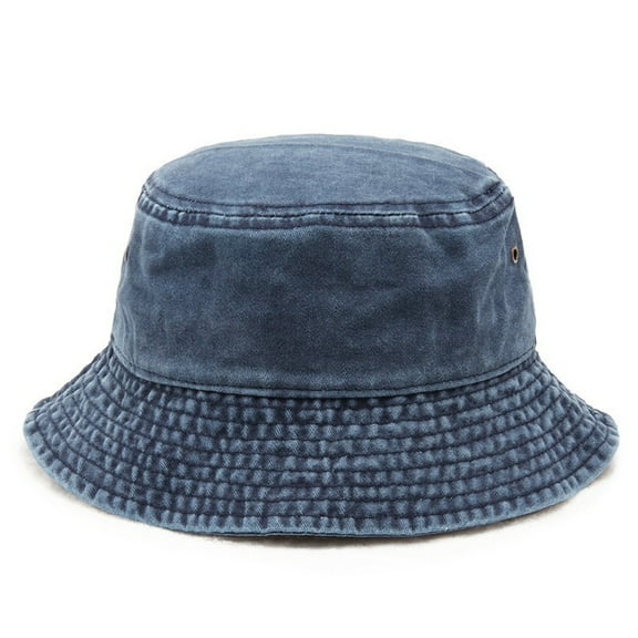Grandest Birch 2PCS Bucket Hat Solid Color Washed Vintage Anti-UV Sunscreen Decorative Denim Unisex Women Men Cap Headwear,Navy Blue