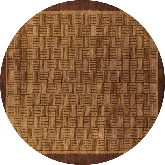 Ahgly Company Indoor Round Abstract Brown Modern Area Rugs, 6' Round