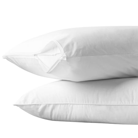 AllerEase 100% Cotton Allergy Protection Pillow Protectors  Hypoallergenic, Zippered, Allergist Recommended, Prevent Collection of Dust Mites and Other Allergens, King Sized, 20 x 36 (Set of 2) 2