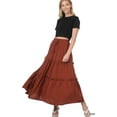 thumbnail image 3 of Zenana Women & Plus Boho Elastic Drawstring Waist Tiered Ruffle A-Line Woven Maxi Skirt, 3 of 3