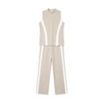 thumbnail image 5 of Plus Size Two Piece of Outfits for Womens Two-piece Summer High Neck Casual Sleeveless Fashionable Pocket Set Wide Leg Pants Set, 5 of 5