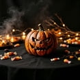 thumbnail image 4 of WUJGXI 4 Styles Resin Halloween Pumpkin Figurine Wrapped & Scary O Face Pumpkin Statues Fall Tabletop For Home Party Fireplace Ornament Decoration, 4 of 6