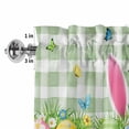 thumbnail image 4 of Easter Rod Pocket Curtain Valance, Spring Easter Eggs Bunny Butterflies Green Plaid Farmhouse Window Valance for Living Room, Bedroom, Kitchen 42"W x 12"L, 4 of 9