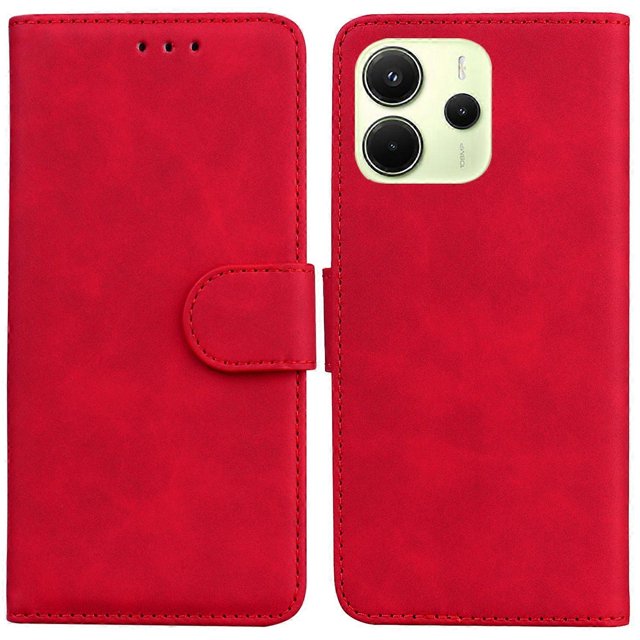 For Xiaomi Redmi Note 14 4G (164.84mm) Case Solid Color Leather Wallet Phone Cover - Green