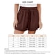thumbnail image 5 of Pantalones cortos de pierna ancha para mujer, pantalones cortos de verano transpirables de Color puro con cintura alta elástica con cordón, 5 of 5