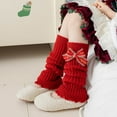 thumbnail image 5 of NAISIBABY Kids Leg Warmers, Stretchy Loose Cotton Knitted Cute Bow Winter Christmas Knee High Socks for Girls Red Free Size, 5 of 7