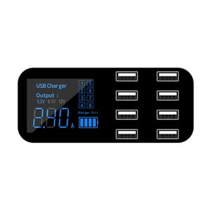 Yeacher A9S Fast Car 8 Port Multi USB LCD Display Phone USB Hub for Phone Tablets DVR