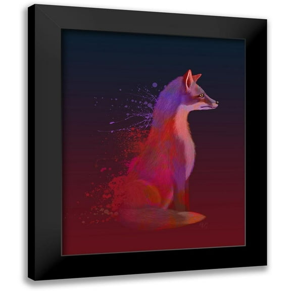 Fab Funky 12x14 Black Modern Framed Museum Art Print Titled - Red Fox