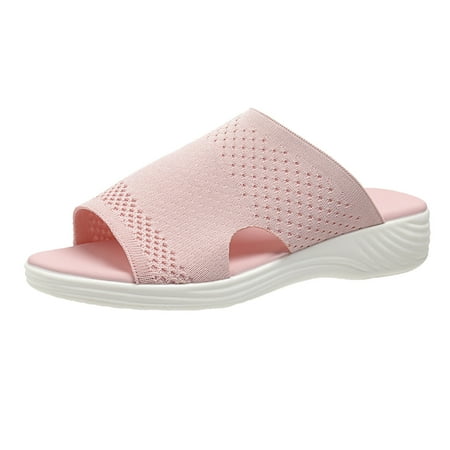 

Womens Sandals Dressy Casual Fashion Solid Color Breathable Mesh Open Toe Flat Roman Sandals