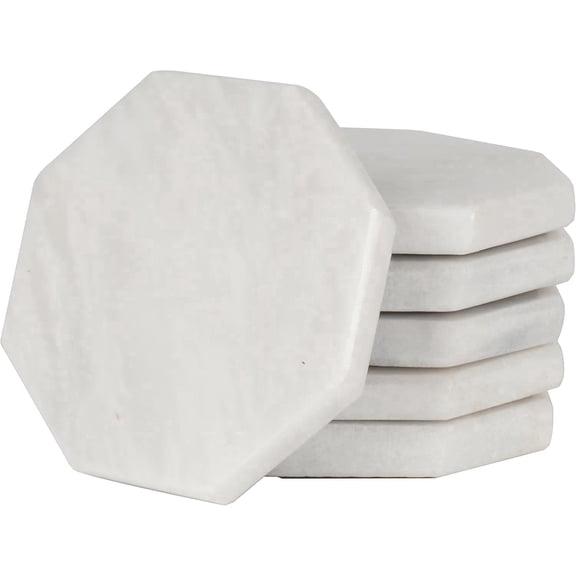 Radicaln Marble Coasters Star 3.5" Inches White Handmade Marble Drink Coasters for Home and Kitchen, Drink Coaster Set of 6, Ideal Coaster for Drink