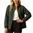thumbnail image 3 of VBVC Women's Full Zip Windbreaker Jacket , Collared Athletic Track Coat For Women , Ladies' Lightweight Outdoor Outerwear with Pockets, Army Green , S-2XL, 3 of 9