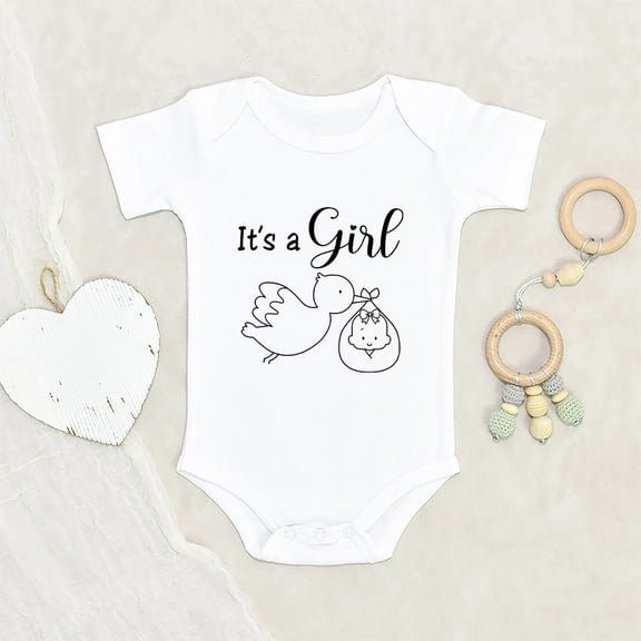 Newbabywishes - It's A Girl Stork Baby Clothes for Girls - Gender Reveal Baby Clothing