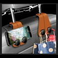 thumbnail image 2 of 2PCS Car Seat Back Storage Hook, Car Seat Hooks for Headrest, Multipurpose Stylish Car Hooks for Headrest, Car Headrest Hooks for Purses and Bags Cute, Leather Headrest Hooks for Car, 2 of 5