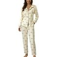thumbnail image 2 of BILIKEYU Women's Casual Lapel Button Print Two Piece Long Sleeve Pajamas, Button Up Pajamas for Women, Two Piece Sets for Women Fall, Womens Loungewear Set, 2 of 4