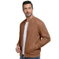 thumbnail image 6 of GIRUNS Men's Casual Varsity Jacket Vintage Suede Bomber Jackets Lightweight Outerwear Coat Brown L, 6 of 7