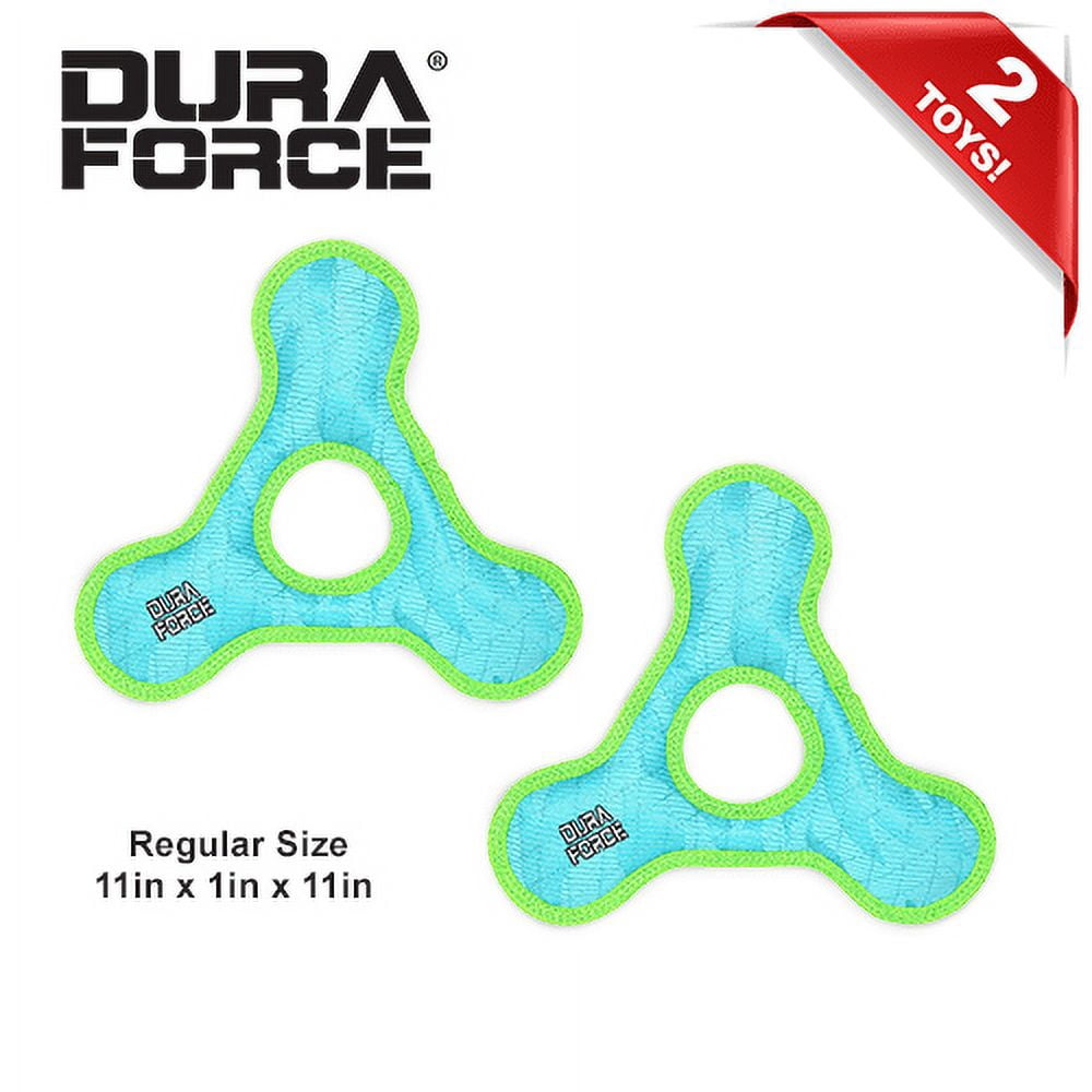 DuraForce TriangleRing Tiger Blue-Green, 2-Pack, Durable Woven Mesh Fiber Squeaky Dog Toy