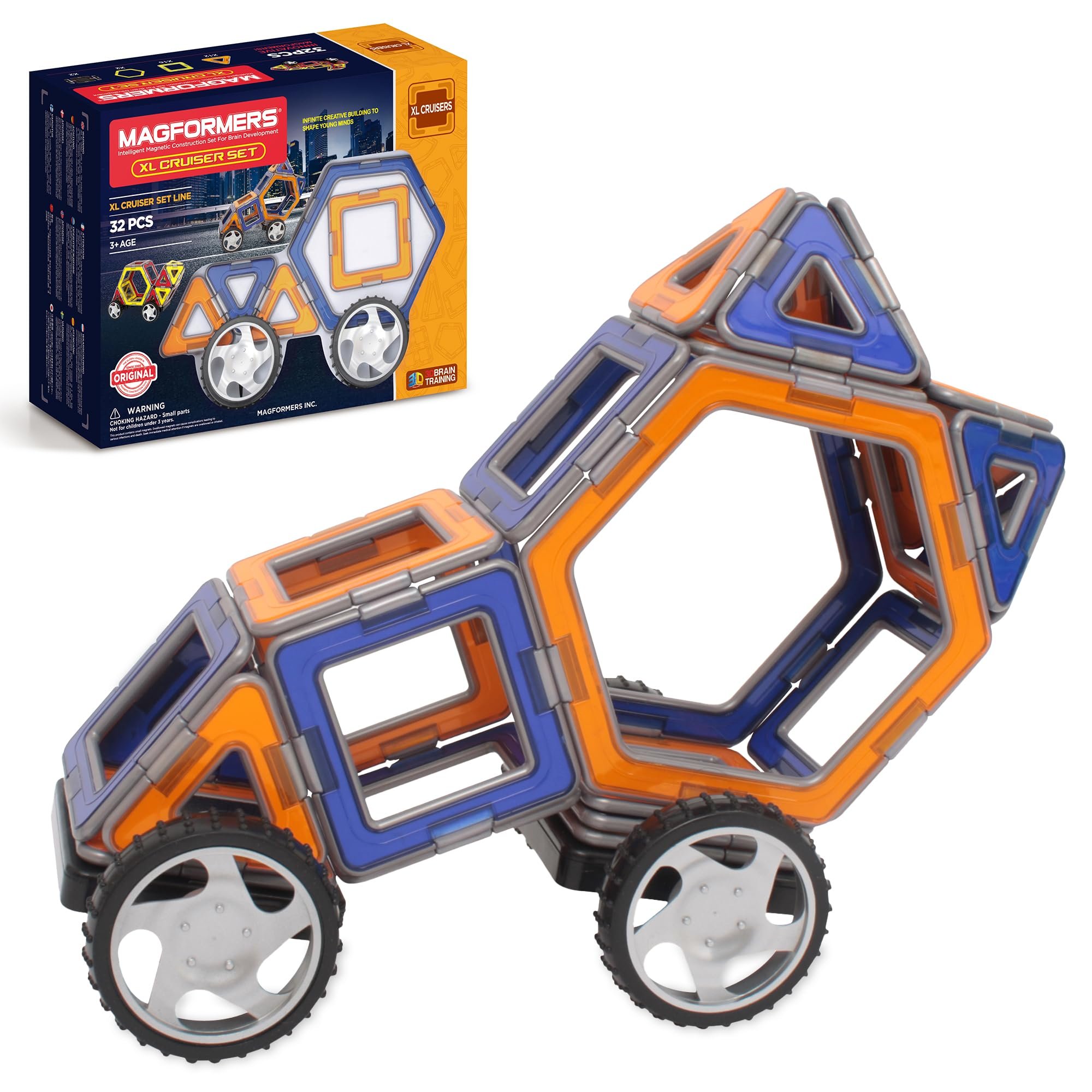 MAG-SHAPES Magnetic Building Blocks Tiles STEM Toy Set, 65 Pieces For Kids Ages 3+
