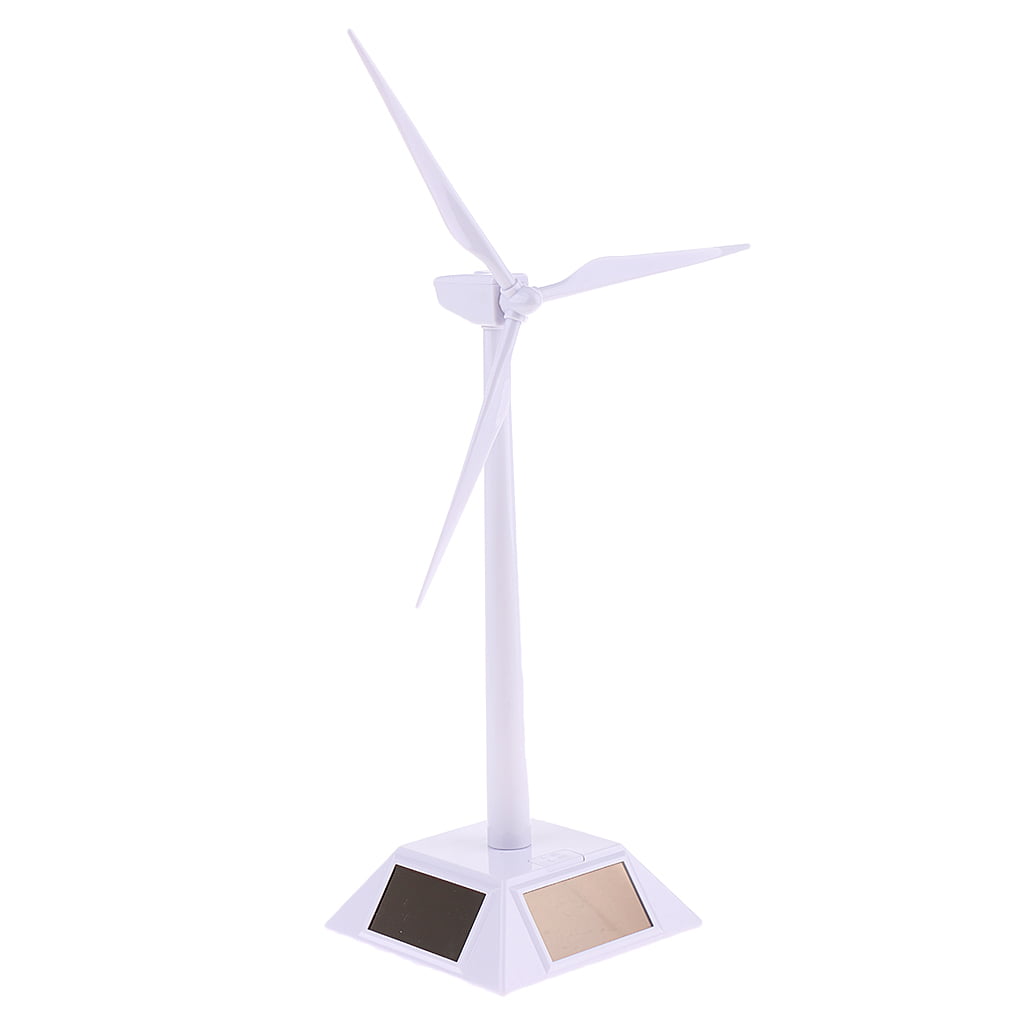 Plastic DIY Solar Powered Windmill Toys Wind Turbine w/ Rotation Base 