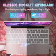 14 Rose Gold Laptop with 2.5K UHD (2560x1440) IPS Display, Celeron N95 CPU, DDR4 16G RAM, 512G SSD, Color Backlit KB, Fingerprint Reader,Thin and Portable, WIFI,