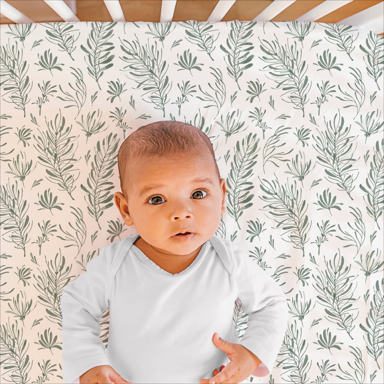 The Peanutshell Nursery Crib Bedding Set for Baby Girls and Boys, Sage, 3 Pieces
