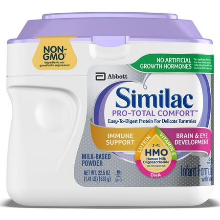 Similac Pro-Total Comfort Powder Baby Formula for Delicate Tummies with 2'-FL HMO for Immune Support, 22.5-oz Tub, Pack of 4