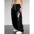 thumbnail image 5 of Black Y2K Baggy Gothic Sweatpants Y2K Men Emo Sweatpants 2000's Clothes Mens Baggy Track Pants, Elastic Waist Joggers for Gym Workout Hip Hop Streetwear Outdoor Casual Wear, 5 of 7