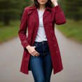 thumbnail image 2 of Women's Coat Double-Breasted Long Dressy Windbreaker Overcoat, Fall Winter Outerwear for Formal and Casual Occasions,Wine,2XL, 2 of 5