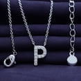 thumbnail image 3 of 18K White Gold Plated Initial Necklace | Moissanite Diamond Alphabet Necklace | Dainty Necklaces for Her | Letter "P" Pendant Necklace |18" + 2" Adjustable Chain, 3 of 6