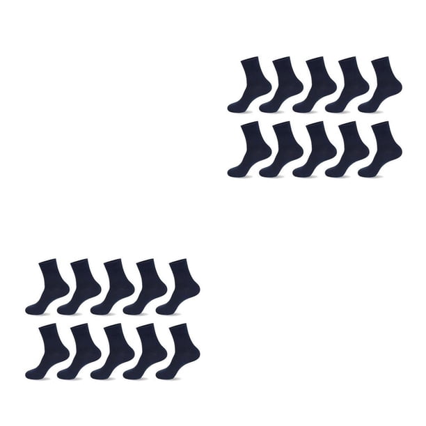 Minnieouse 10 Uds. De calcetines para hombre, calcetines absorbentes para el sudor de poliéster y algodón para verano, calcetín fino de tubo Azul oscuro 2piezas