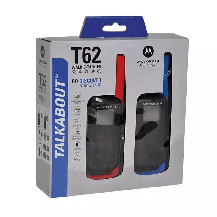 Motorola T62 Handheld Walkie Talkie Digital Intercom Outdoor Adventures 20Channels 8 km Range Communication Radio(Twin Pack)