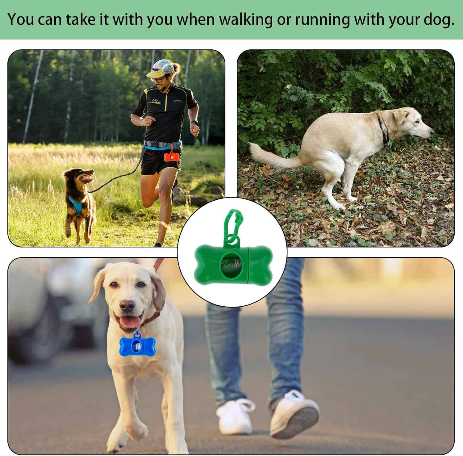 82 Pcs Leak Proof Dog Poop Bag Dispenser with Hook for Leash, Includes Bone Shaped Waste Bags for Walking Hiking and Camping (10 Colors)