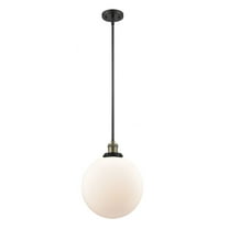 Innovations Lighting  Franklin Restoration Beacon - 1 Light 12" Stem Hung Mini Pendant Matte White/Black Antique Brass