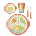 thumbnail image 1 of Un juego de vajilla infantil de fibra de bambú respetuosa con el medio ambiente con plato dividido de dibujos animados para bebés, 1 of 5