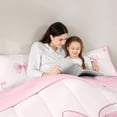 thumbnail image 5 of Homewish Girl Personalized Gifts 7 Pieces Bedding Comforter Set,Pink Latter S Full Bedding Set,Lovely Bowtie Bow Fitted Sheet Flat Sheet For Kids Teens,Lightweight Room Decoration Reversible, 5 of 9