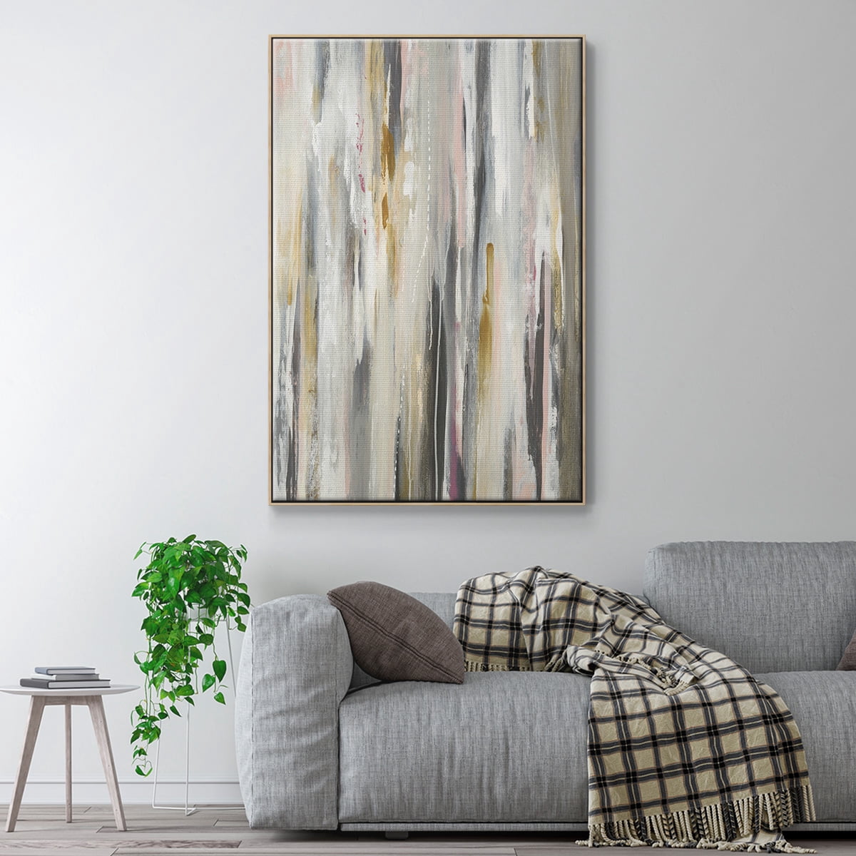 Color Ripple Framed Premium Gallery Wrapped Canvas - Ready to Hang - 27 x 41 - Natural Wood Floating Frame