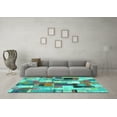 thumbnail image 3 of Ahgly Company Indoor Round Patchwork Turquoise Blue Transitional Area Rugs, 3' Round, 3 of 4