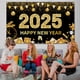 thumbnail image 4 of Fondo de pancarta de Feliz Año Nuevo 2025 en negro, pancarta grande para Nochevieja, suministros de decoración para fiestas (180 x 115 cm), 4 of 5