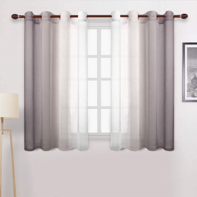 UKAP Rideaux Traitements Rideaux Décoration Maison Voile Transparent Luxe Intérieur Marron Clair 132x160cm/52*63 Po