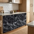 thumbnail image 4 of Black Marble Cabinet Curtains for Shelves, Vintage Minimalism White Abstract Texture Privacy Curtain for Closet Self Adhesive, Dust-Proof Drapes for Closet Storage Room Classroom Doorway, 32"W x 55"L, 4 of 9