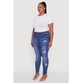 thumbnail image 3 of Women's Plus Size WAX Distressed High Waisted Skinny Jeans, 3 of 5