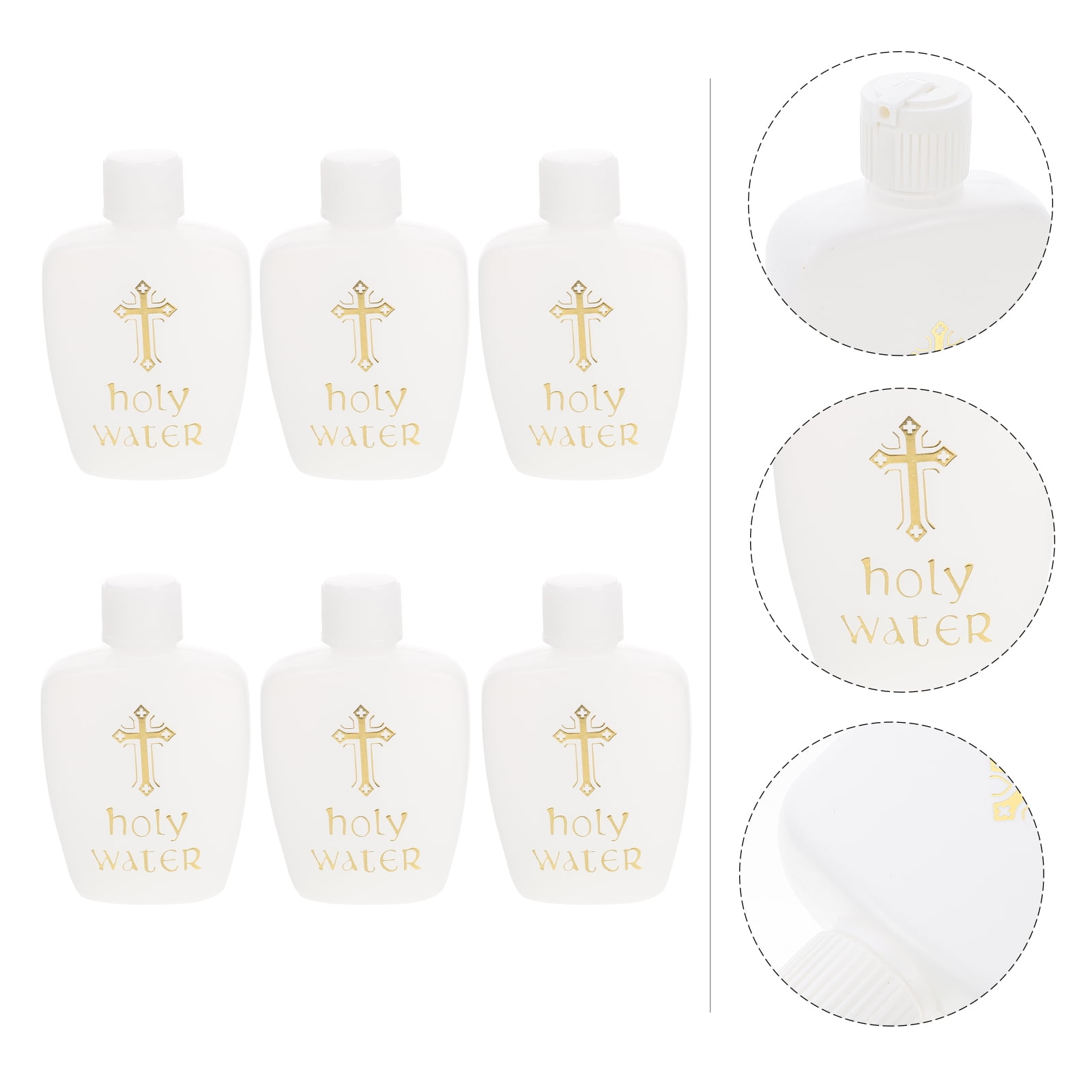 Plastic Bottle for Holy Water with Gold Cross, 2 oz.