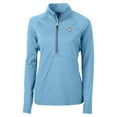 thumbnail image 2 of Women's Cutter & Buck  Powder Blue New York Mets Raglan Adapt Eco Knit Stretch Recycled Half-Zip Top, 2 of 3